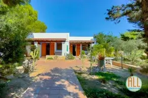 Vue de face d'un des bungalows d'Aguamar Formentera