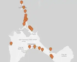 Mapa interativo das praias de Formentera